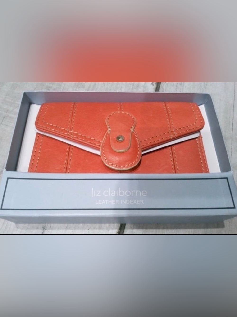 Liz Claiborne Coral-Orange Leather Envelope Wallet